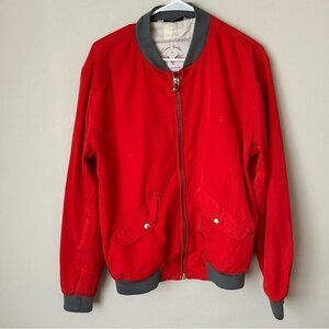 Zara Man Denim Couture Men’s Red Bomber Baseball Full Zip Jacket Size XL
